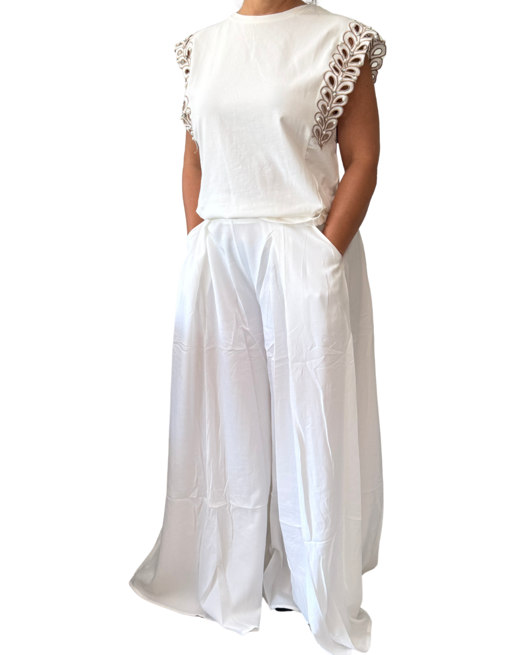 White Sleeve Detail Shirt